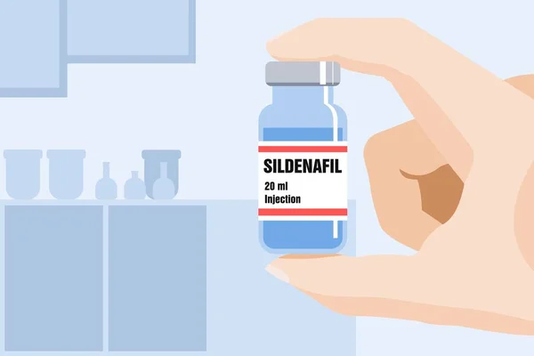 Nombre Genérico Del Medicamento Sildenafil Utiliza Tratamiento Disfunción Eréctil Hipertensión — Archivo Imágenes Vectoriales