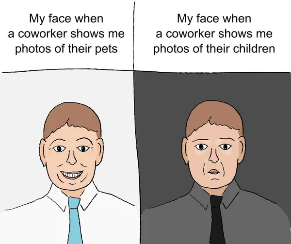 宠物对孩子的摄影反应 社交媒体共享的有趣迷因 — 图库矢量图片