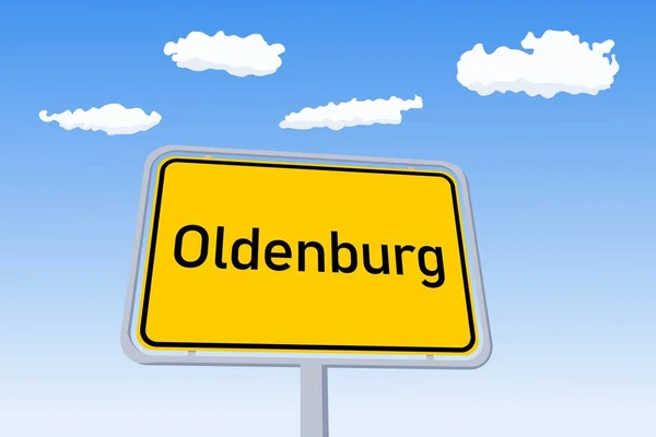Signo Ciudad Oldenburg Alemania Ciudad Límite Bienvenida Señal Tráfico Vector — Archivo Imágenes Vectoriales