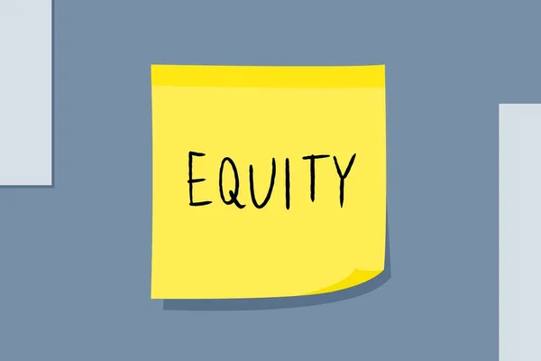 Equity 끈적끈적 메시지 표지판 — 스톡 벡터