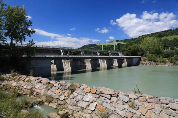 Áustria Geração Hidroeletricidade Usina Hidrelétrica Rio Drau Drava Paternion Fluxo — Fotografia de Stock