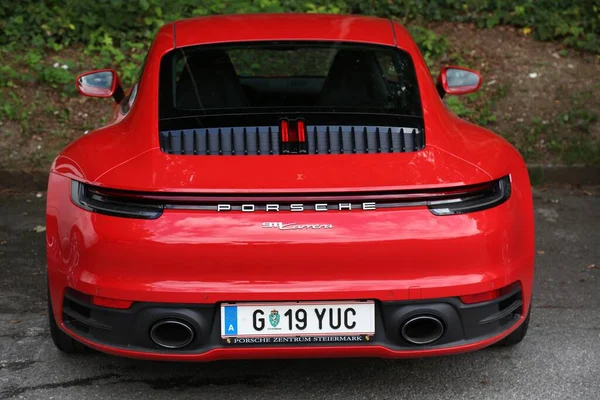 Caríntia Áustria Agosto 2022 Carro Esportivo Porsche 911 Carrera Vermelho — Fotografia de Stock