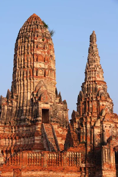 Ayutthaya Tailândia Patrimônio Mundial Unesco Perto Bangkok Wat Chaiwatthanaram Luz — Fotografia de Stock