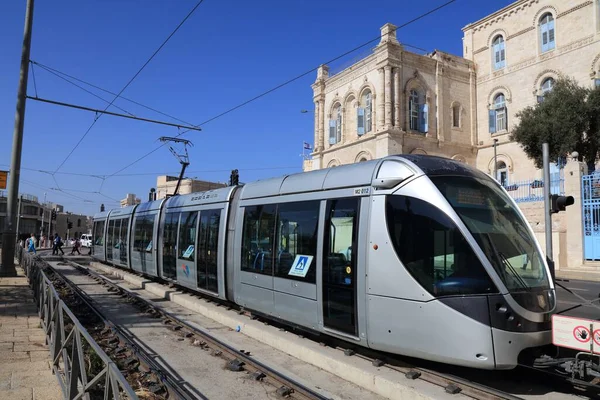 Jerusalem Israel October 2022 Jerusalem Light Rail Public Transportation Electric — Stock Photo, Image