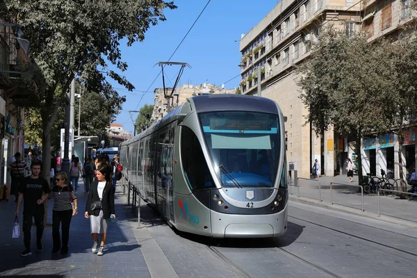Jeruzalém Israel Října 2022 Jeruzalém Light Železniční Mhd Elektrická Tramvajová — Stock fotografie