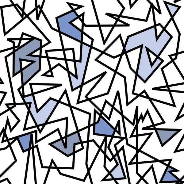 Seamless Pattern Modern Art Geometric Mondrian Style Edgy Lines Random — Vettoriale Stock