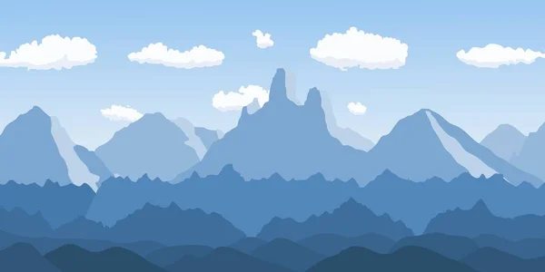 Красивый Горный Векторный Пейзаж Слои Гор Открытый Голубой Фон Пейзаж — стоковый вектор