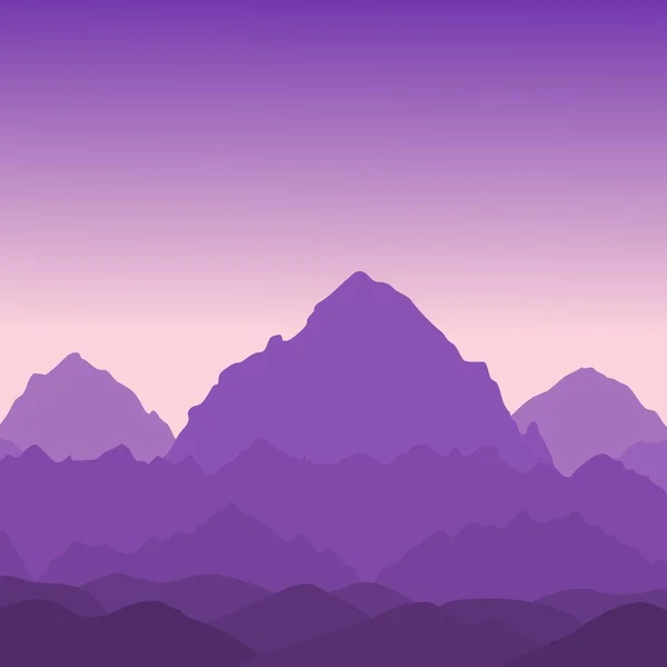 Прекрасний Гірський Векторний Пейзаж Шар Гір Зовнішній Схід Сонця Краєвид — стоковий вектор