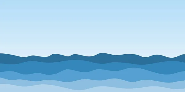 Abstract Sea Waves Vector Blue Sea Water Background Copyspace Top — Stock Vector