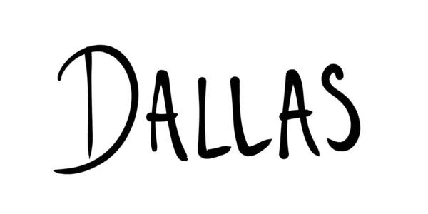 Naam Van Stad Dallas Handschrift Handgeschreven Tekstteken — Stockvector