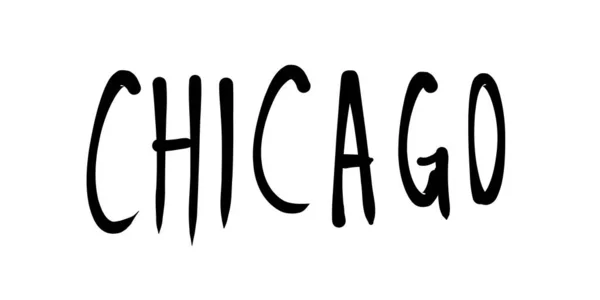 Chicago City Name Handwriting Handwritten Word Text Sign — Stock Vector