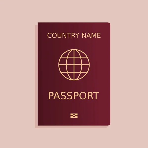 Šablona Obálky Pasu Vektorový Pas Červeným Krytem Mezinárodního Cestování — Stockový vektor