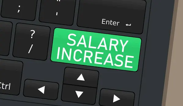 Зарплата Збільшує Спеціальну Кнопку Концептуальна Ілюстрація Клавіатури Ноутбука — стоковий вектор