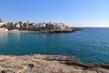 Apulia seaside Italian town - Santa Maria Al Bagno beach bay. Italy landscape.