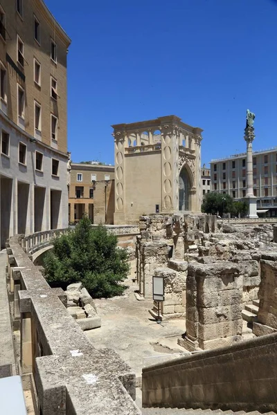 Lecce Itálie Starověký Římský Amfiteátr Město Poloostrově Salento — Stock fotografie