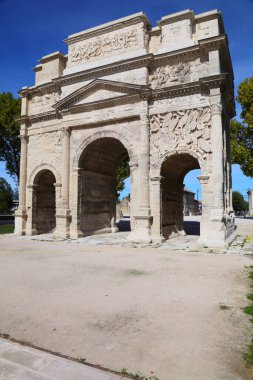 Orange town in Provence, France. UNESCO world heritage site - ancient Roman triumphal arch.