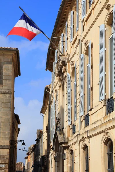 Arles Fransa Fransız Bayrağı Arles Eski Şehir Manzarası — Stok fotoğraf
