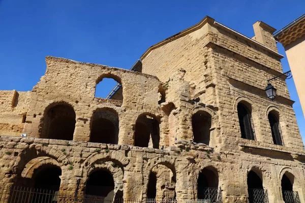 Pomarańczowe Miasto Prowansji Unesco Stary Rzymski Amfiteatr — Zdjęcie stockowe