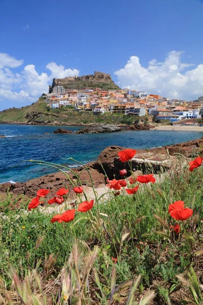 Město Castelsardo Ostrově Sardinie Itálie Krajina Provincii Sassari Asinarský Záliv — Stock fotografie
