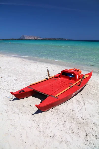 Barco Resgate Serviço Salva Vidas Italiano Salvataggio Italiano Praia Cinta — Fotografia de Stock