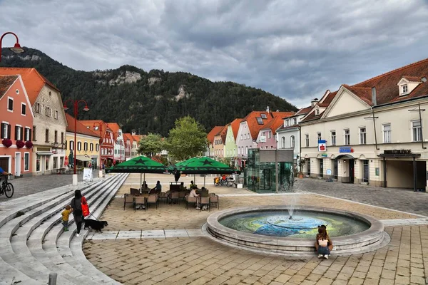 Frohnleiten Αυστρια Αυγουστου 2022 Κεντρική Πλατεία Στην Ιστορική Πόλη Frohnleiten — Φωτογραφία Αρχείου