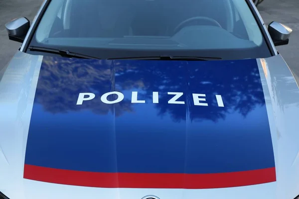 Salzburg Austria August 2022 Austrian Police Skoda Octavia Car Parked — Stock Photo, Image