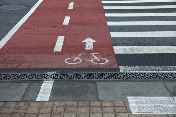 Cykelväg Korsning Och Övergångsställe Seoul Sydkorea Transportinfrastruktur Seoul — Stockfoto