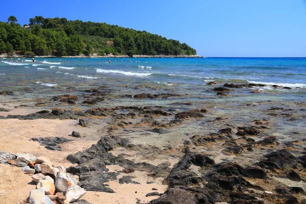 Praia Lumbarda Ilha Korcula Croácia Destino Verão Croácia — Fotografia de Stock