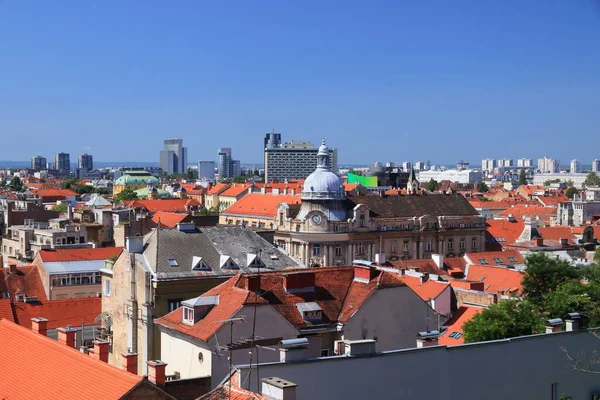 Město Záhřeb Chorvatsku Cityscape Střechami Záhřebu — Stock fotografie