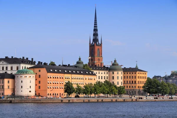 Stockholm Stad Skyline Zweden Riddarholmen Eiland Uitzicht Waterkant — Stockfoto