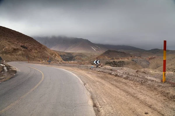 Droga Maroka Kręta Droga Krajobrazowa Przełęczy Tizi Tichka — Zdjęcie stockowe