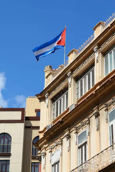 Havanna Stad Kuba Kubas Nationella Flagga Gamla Stan Havanna — Stockfoto