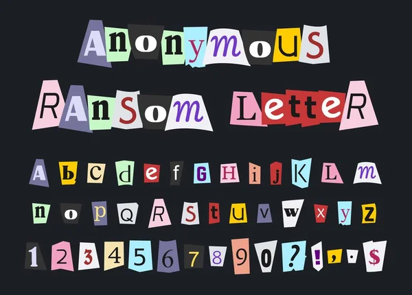 兰森匿名信剪报字体 用这个矢量字母设计你的定制勒索犯罪笔记 — 图库矢量图片