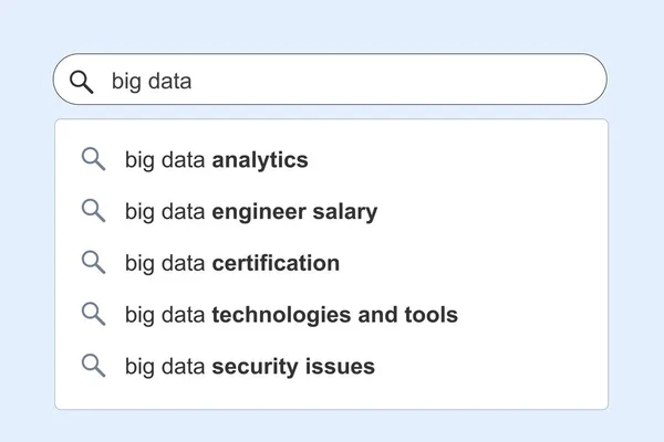 ビッグデータのトピック検索結果 ビッグデータItコンセプトオンライン検索エンジン自動補完の提案 — ストックベクタ