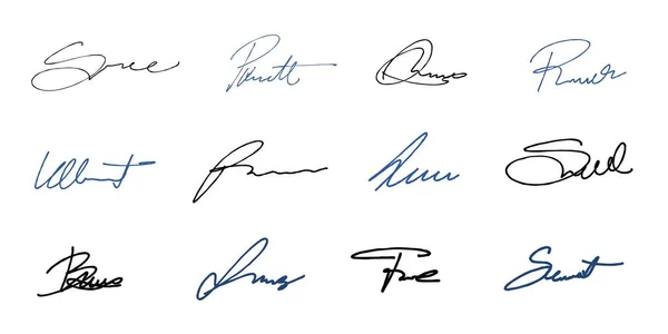 Handwriting Isolated Signature Set Vector Pack Isolated Imaginary Personal Handwriting — Stock Vector