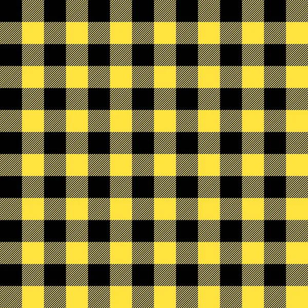 Yellow Black Checkered Seamless Pattern Retro Plaid Fabric Pattern Vintage — Stock Vector