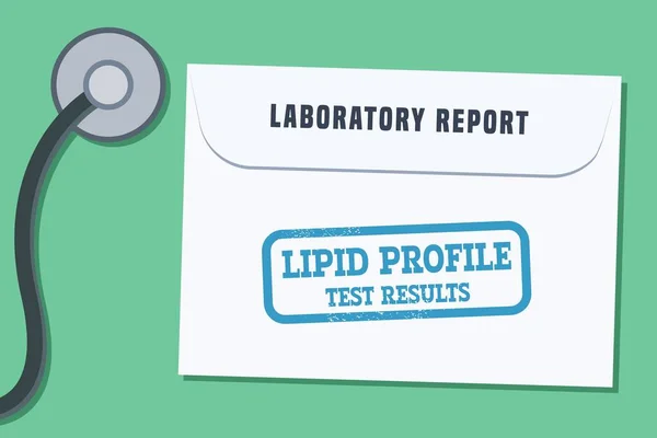 Lipid Profile Blood Test Results Envelope Medical Laboratory Health Screening — Stock Vector