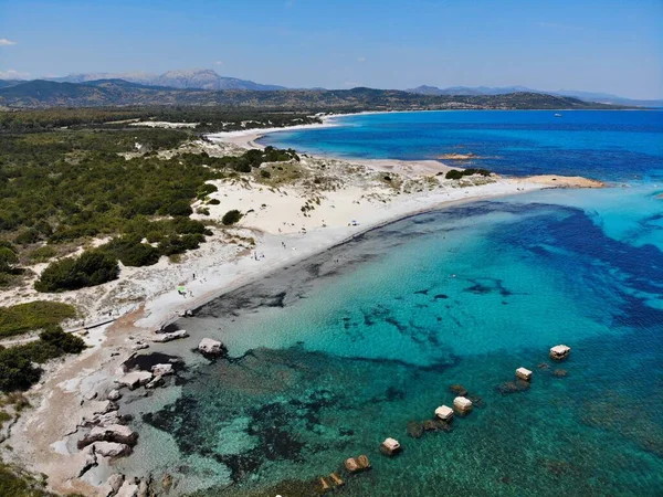 Прекрасний Краєвид Безпілотник Видом Сардинію Італія Пляж Капо Коміно Сардинії — стокове фото