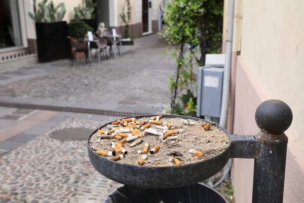 Alghero Italy May 2023 Public Street Ashtray Cigarette Butts Alghero — Stock Photo, Image