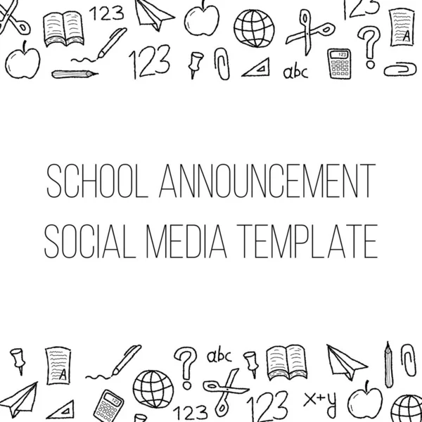 School Announcement Website Social Media Template Text Info Message Copy — Stock Vector