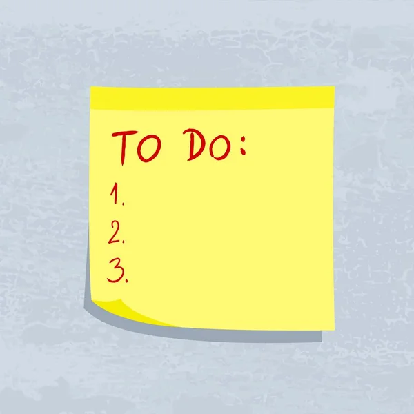 リストを作るために オフィスのコンセプト 黄色の付箋のメッセージ 用紙記号 — ストックベクタ