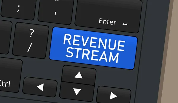 Revenue Stream Botón Especial Ilustración Conceptual Teclado Portátil Ingresos Empresariales — Vector de stock