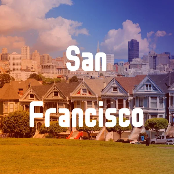 San Francisco California City Name Modern Photo Postcard Travel Destination — Zdjęcie stockowe