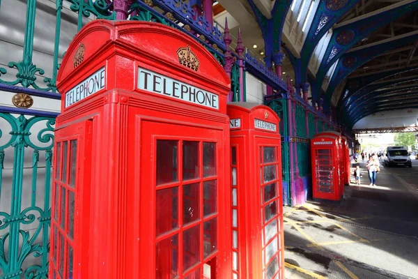 Londra Ngiltere Kırmızı Telefon Ngiltere Telefon Kulübeleri Londra Simgeleri — Stok fotoğraf