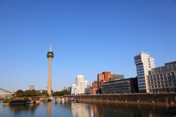 Skyline Ville Düsseldorf Allemagne Vue Quartier Hafen Ancien Port — Photo