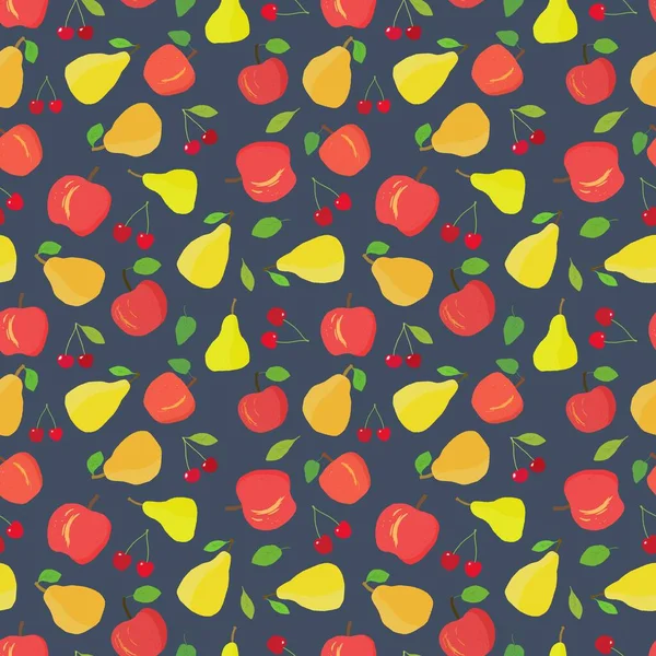 Patrón Sin Costura Fruta Fondo Mezcla Frutas Vectoriales Textura Perfecta — Vector de stock
