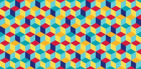 抽象立方体模式 3D光学幻影翻滚块六边形瓷砖 方块无缝瓷砖图案 色彩斑斓的现代矢量背景 — 图库矢量图片