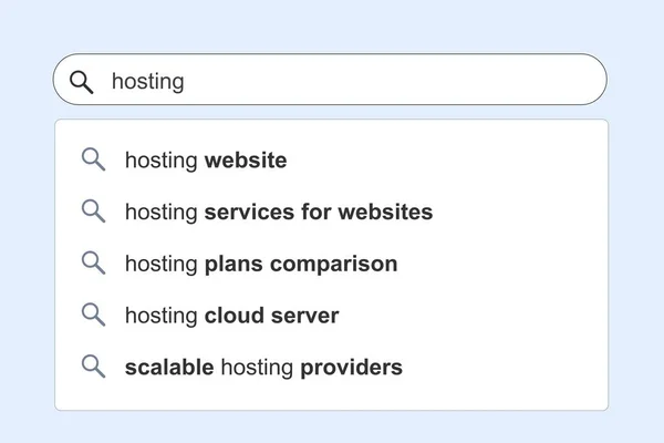 Výsledky Vyhledávání Hostingových Témat Web Hosting Služby Koncept Line Vyhledávání — Stockový vektor