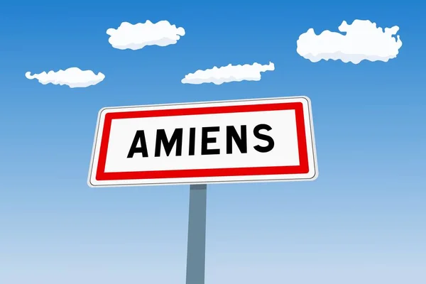 Panneau Ville Amiens France Nom Ville Signe Route Bienvenue — Image vectorielle
