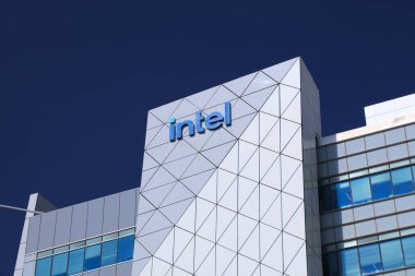 HAIFA, ISRAEL - NOVEMBER 1, 2022: Intel research and development office in Matam business park in Haifa. Intel is an American tech company specializing in semiconductors and microprocessors. clipart